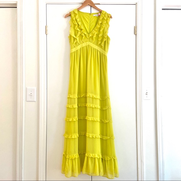 Badgley Mischka Ruffled Tiered Georgette Gown - Picture 3 of 16